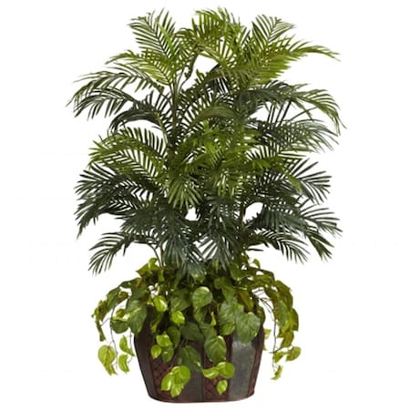 Dare2Decor 4.5 in. Double Areca with Vase and Pothos Silk Plant DA103271